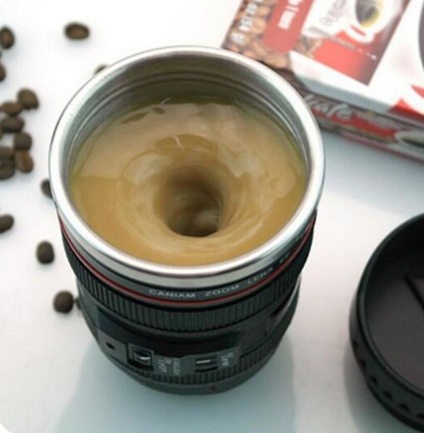 Transhome Creative Self Stirring Mug Camera Lens Mugs 300ml Battery Style Stainless Steel Milk Coffee Cups For Sporting Travel - Image 7