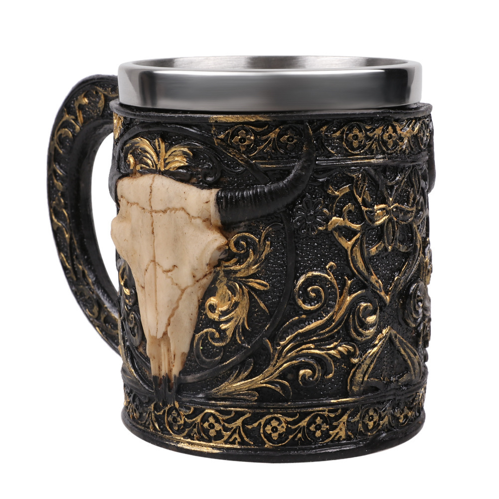 Sheep Horn Head Stainless Steel Resin 3D Beer Mug Goblet Game Tankard Coffee Cup Wine Glass Mugs 350ml BEST GOT Gift - Image 2