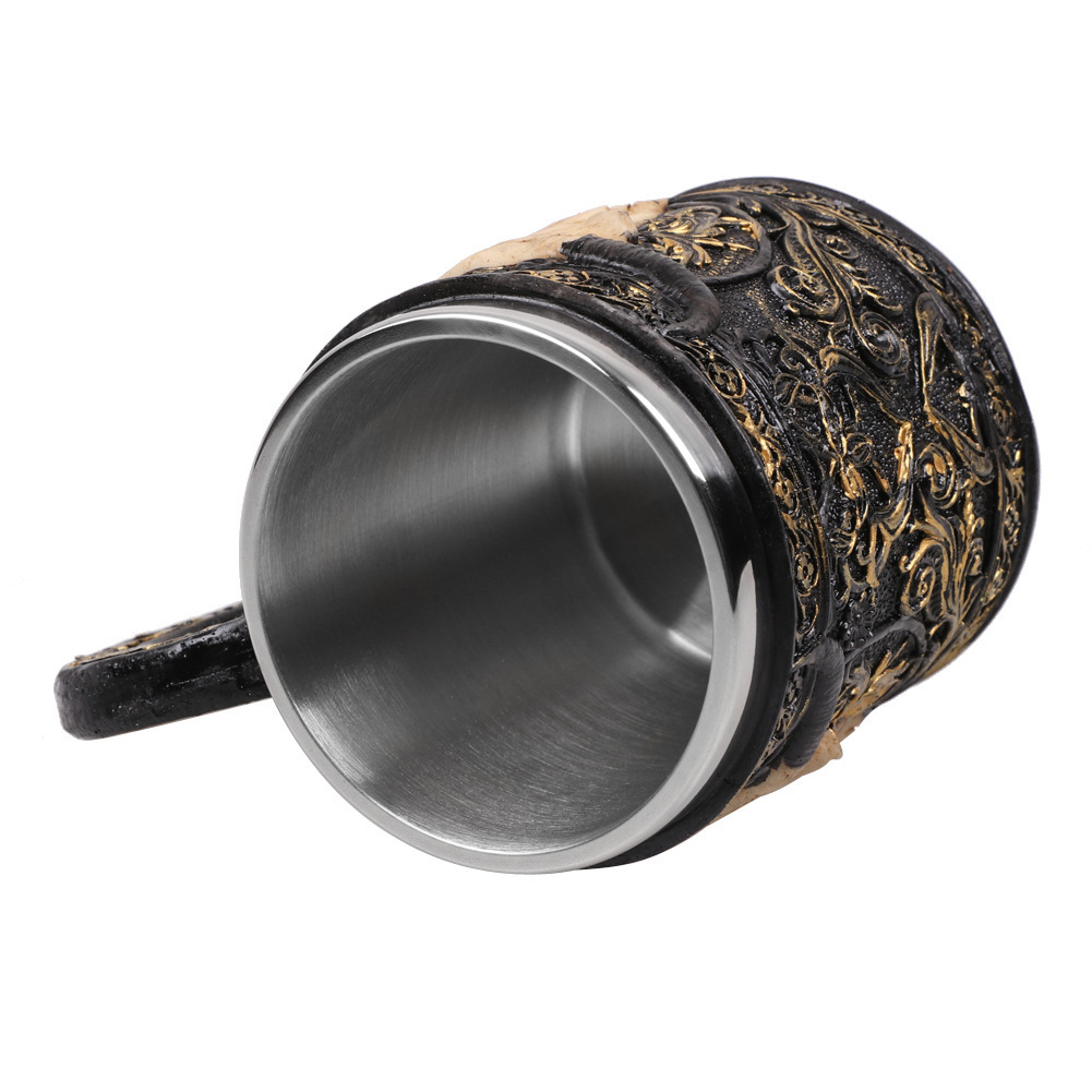 Sheep Horn Head Stainless Steel Resin 3D Beer Mug Goblet Game Tankard Coffee Cup Wine Glass Mugs 350ml BEST GOT Gift - Image 4