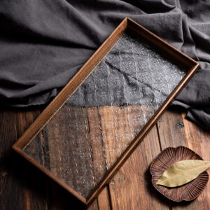 Household Wooden Tray Glass Tray Rectangular Plate