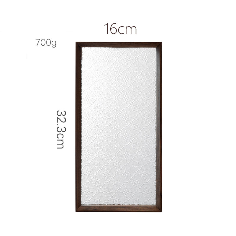 Household Wooden Tray Glass Tray Rectangular Plate - Image 5