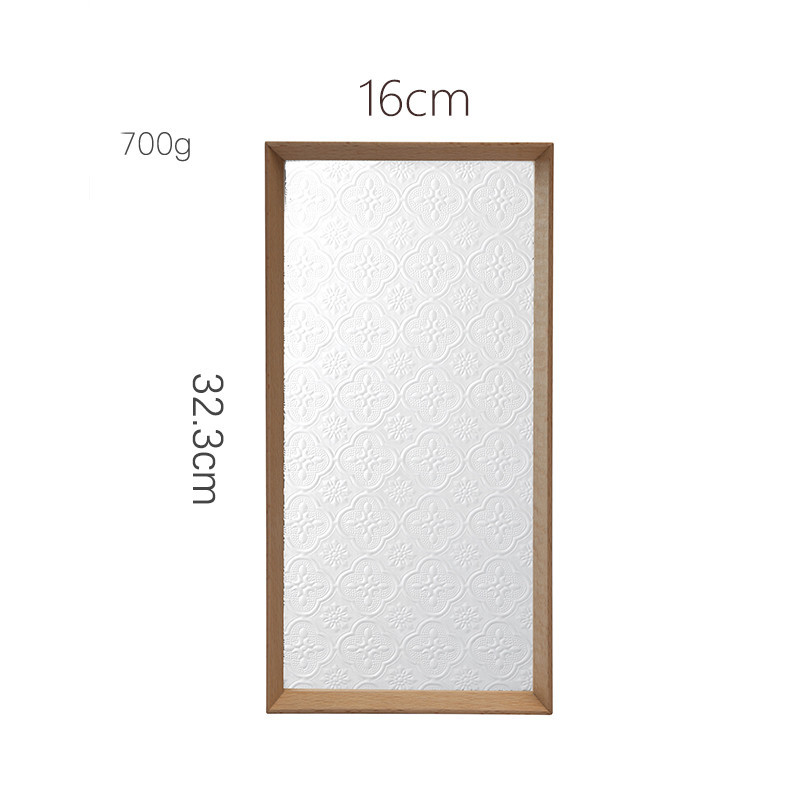 Household Wooden Tray Glass Tray Rectangular Plate - Image 6