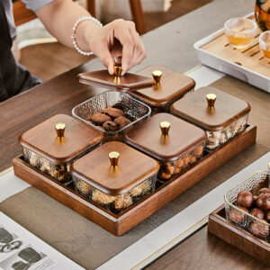 Light-luxury High-end Glass Dried Fruit Tray Candy Compartmentalized Tray
