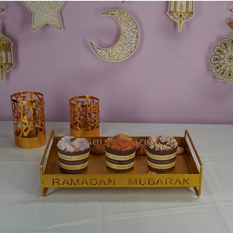 Iron Golden Tray Dessert Stand Decorative Ornament For Ramadan Festival - Image 9