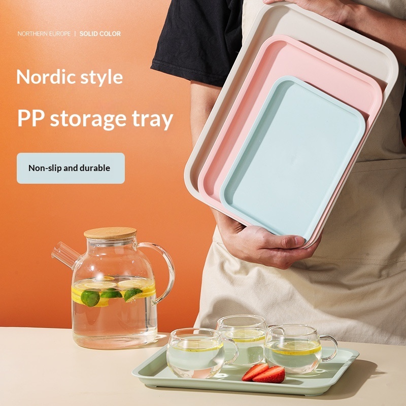 Nordic-style Tray Tea Tray Plastic Rectangular Living Room - Image 2