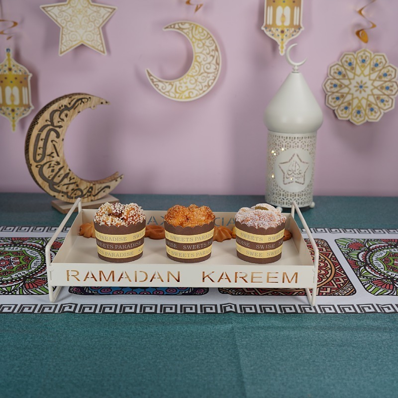Iron Golden Tray Dessert Stand Decorative Ornament For Ramadan Festival - Image 3