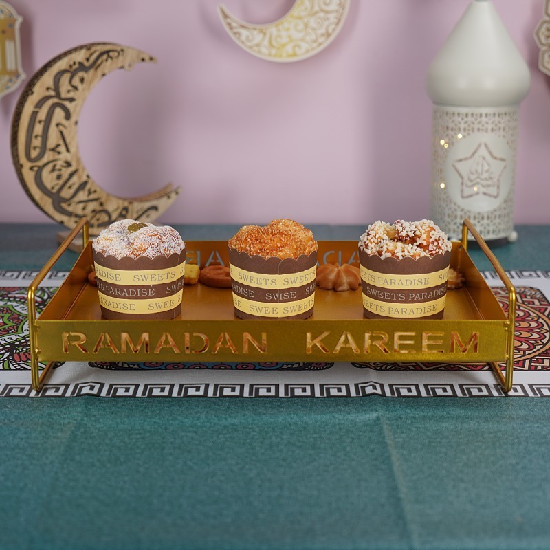 Iron Golden Tray Dessert Stand Decorative Ornament For Ramadan Festival - Image 6