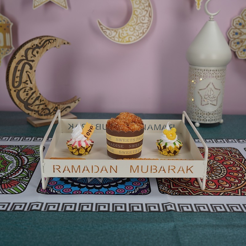 Iron Golden Tray Dessert Stand Decorative Ornament For Ramadan Festival - Image 4