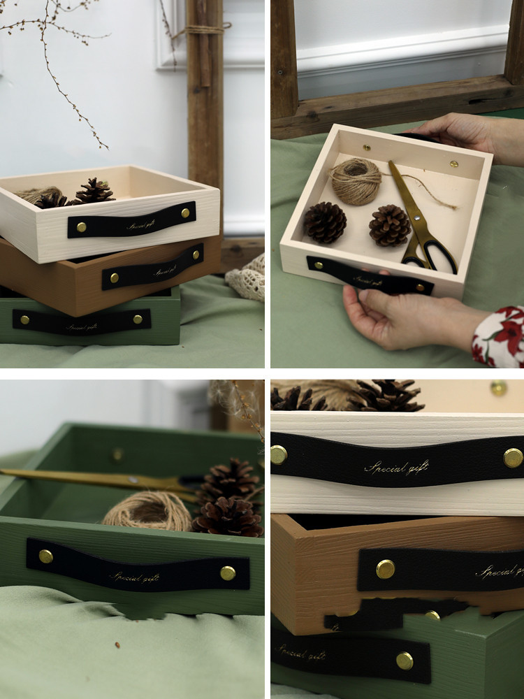 Leather Handle Storage Tray Entrance Key Tray - Image 2